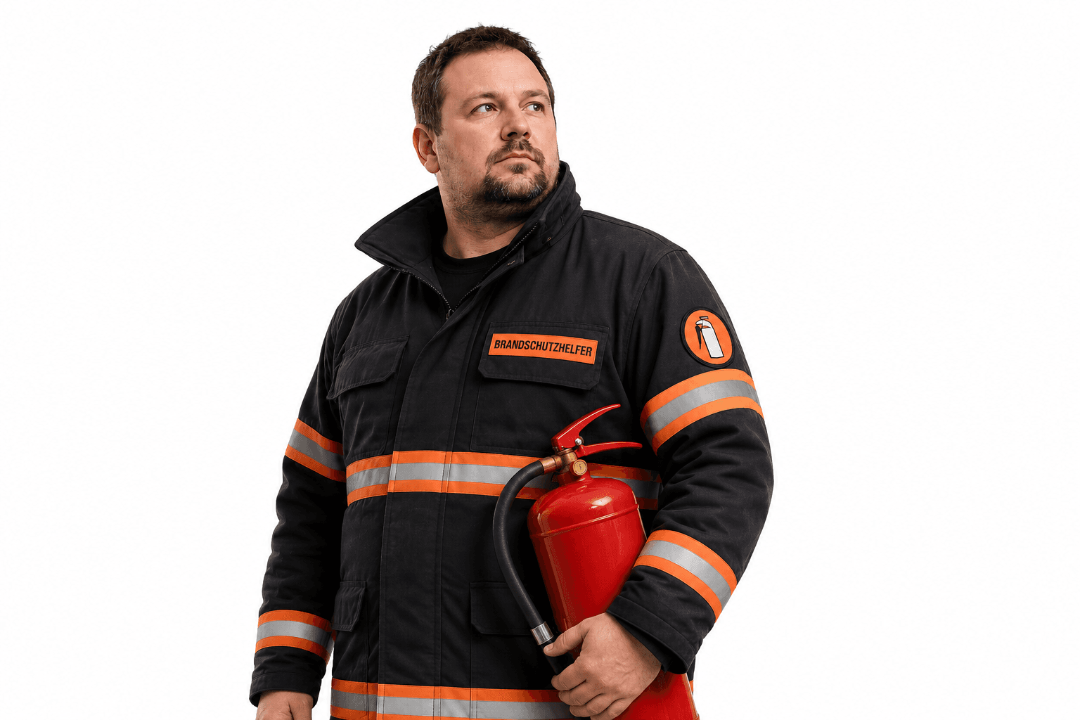 Brandschutzhelfer mit Feuerlöscher
